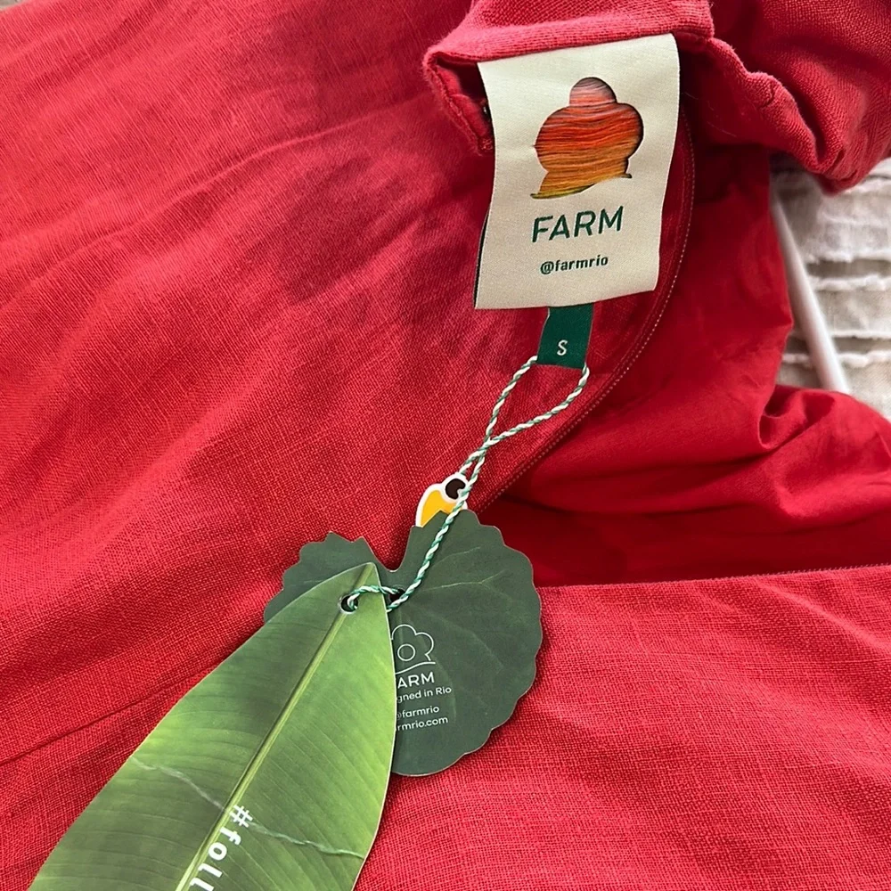 NWT - FARM Rio Red Ruched Mini Sundress - Picture 7 of 7